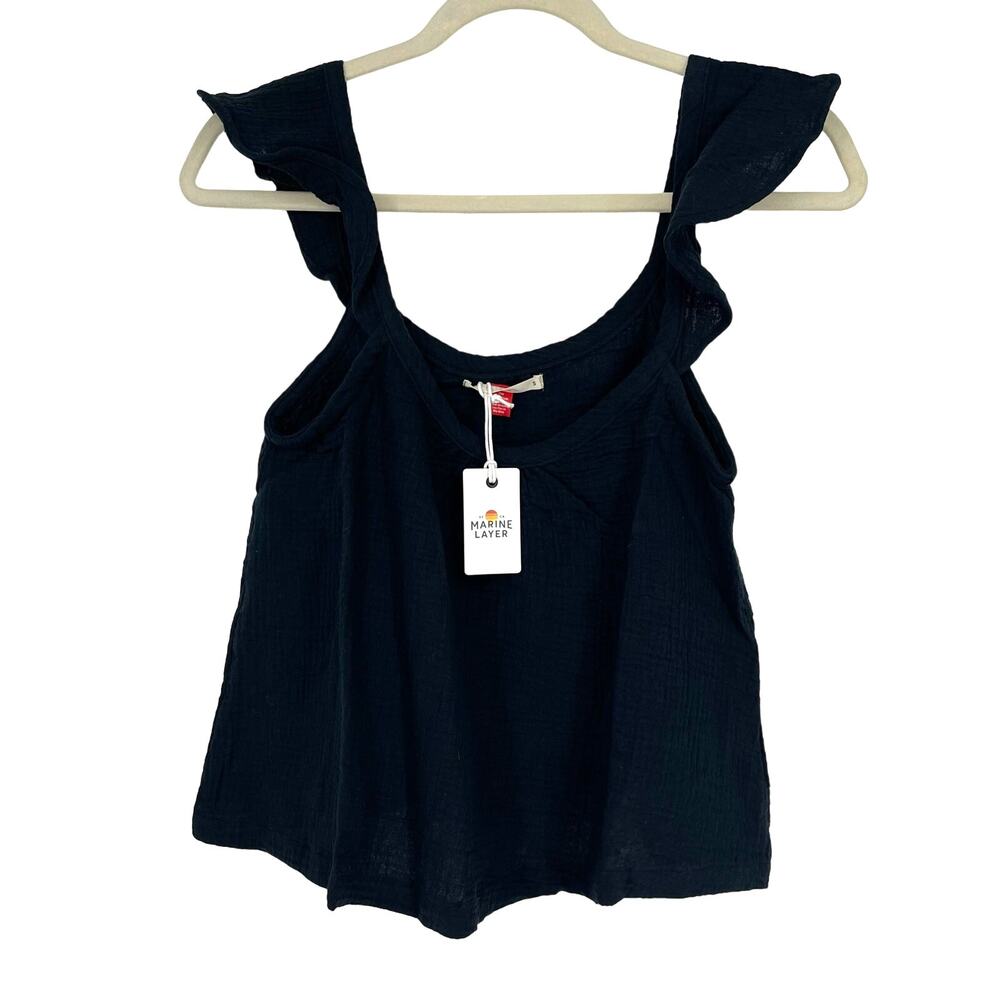 Marine Layer Jude Flutter Sleeve Tank‎ Black Small NWT